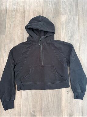 lululemon athletica Black Cropped Half-Zip Hoodie Sweater